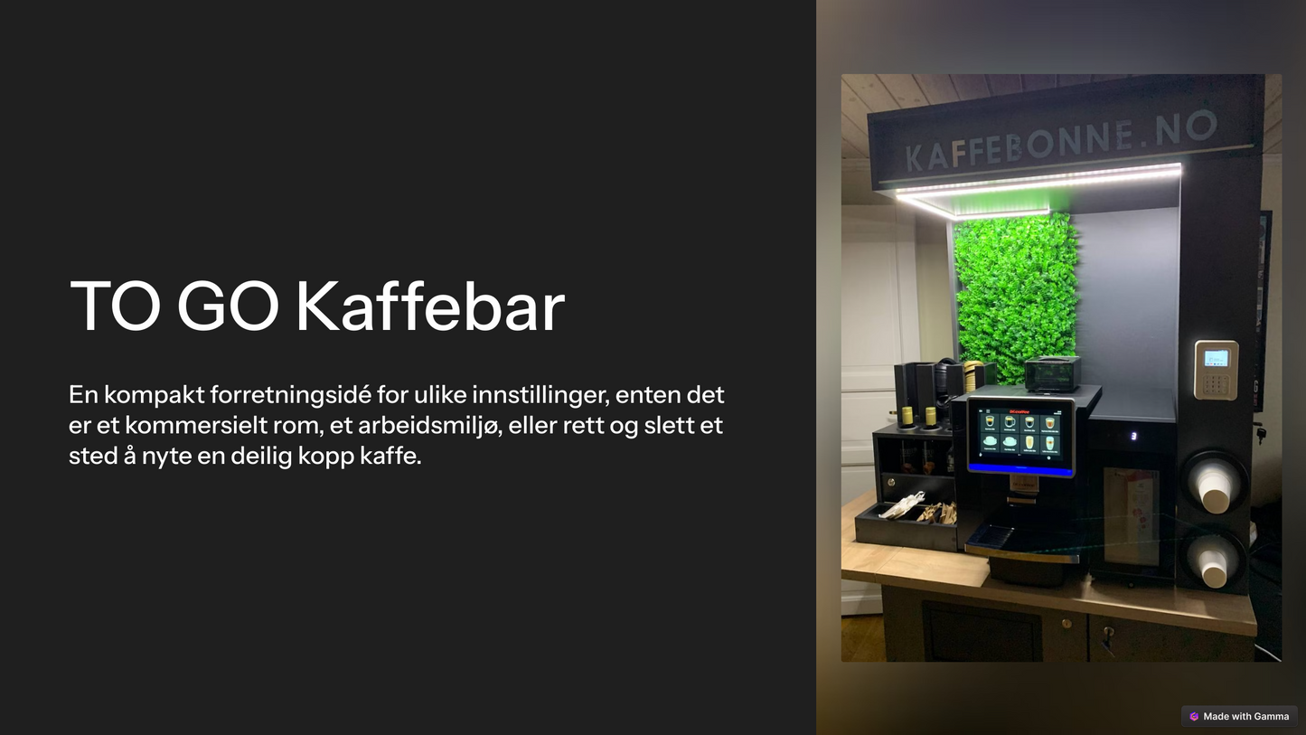 Selvbetjente kaffebarer til Leie